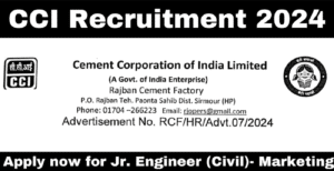 Read more about the article CCI Recruitment 2024: Apply now for Jr. Engineer (Civil)- Marketing