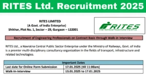 Read more about the article RITES Ltd. Recruitment 2025 Salary Rs. 80000 per months