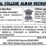 ESIC Medical College Alwar Recruitment 2025