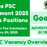 Goa PSC Recruitment 2025 Various Positions: Salary Rs. 80000 Per Months