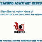 IISER Pune Teaching Assistant Recruitment 2025