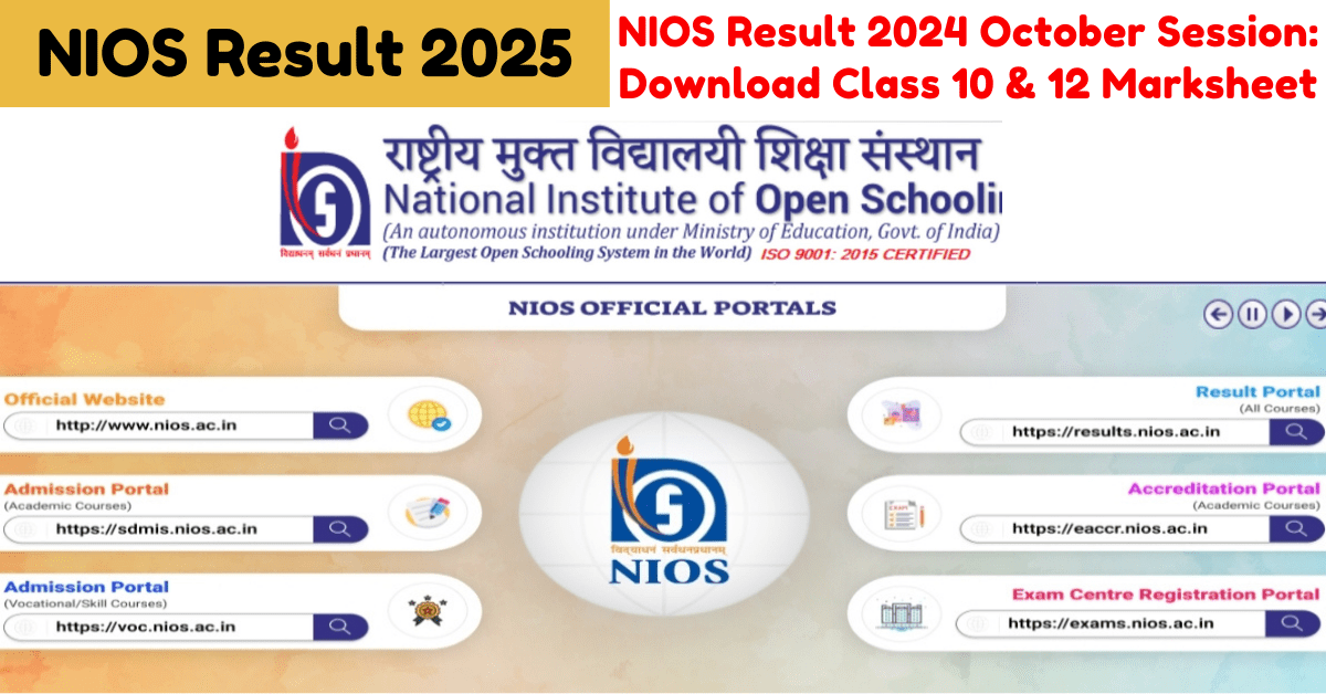 NIOS Result 2024 October Session NIOS Result 2024 October Session